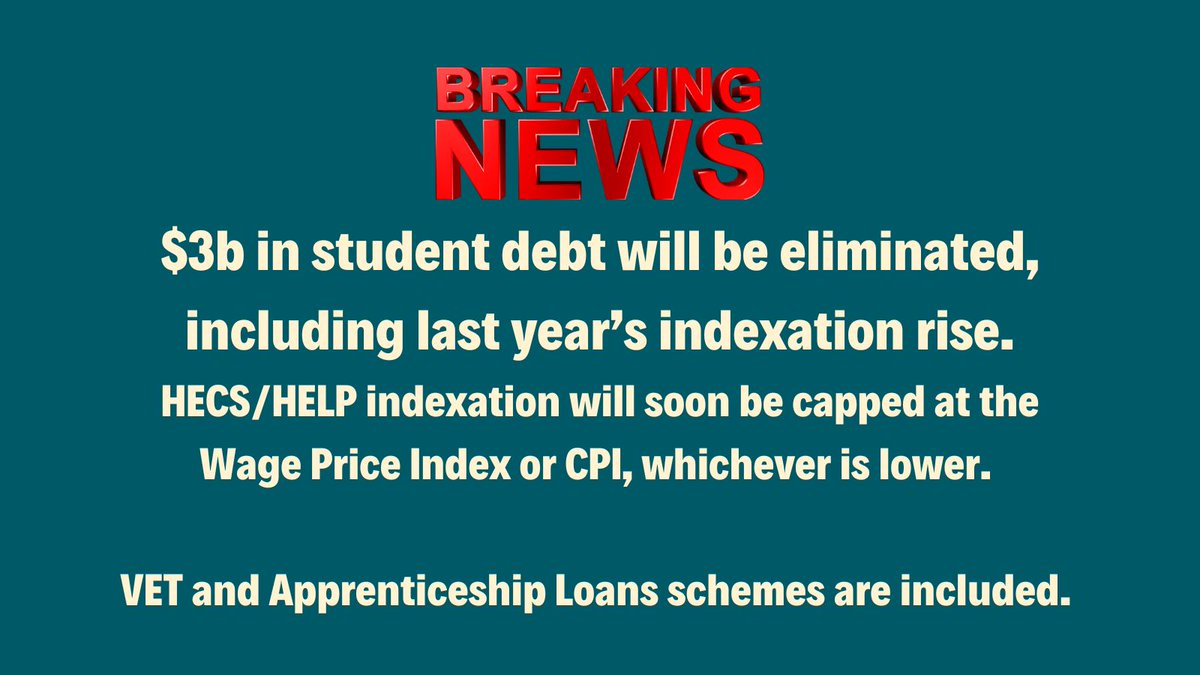 12 months ago I asked the government to change how HECS is indexed. Since then the crossbench (and 288,004 people who signed the HECS petition launched by my Independent colleague @mon4kooyong) have exerted pressure for this change. Today, this.