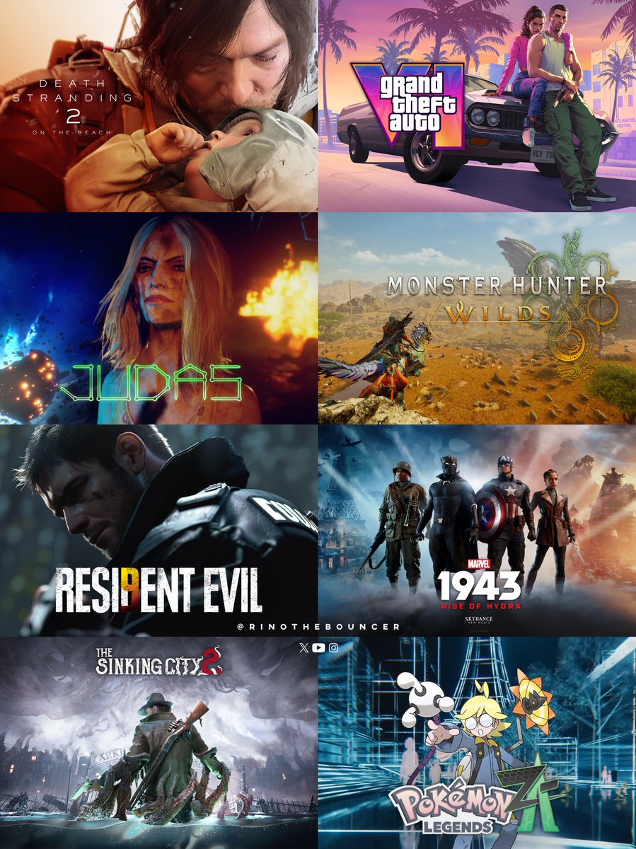 2025 is already shaping up to be a legendary year for gaming🚀

💯Confirmed

✅Death Stranding 2: On the Beach
✅Grand Theft Auto VI
✅Judas
✅Monster Hunter Wilds
✅Marvel 1945: Rise of Hydra
✅The Sinking City 2
✅Pokémon Legends Z-A
✅Instinction

🤔Rumored

✅Resident Evil IX…