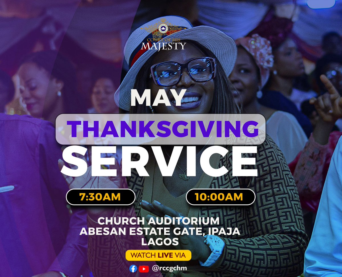 Great Newsssss!!!

Today is another thanksgiving Sunday Service and we are so excited about this.

Guess what? Your seat is RESERVED❤️

1st Service - 7:30AM
2nd Service - 10:00AM

See you there.

#rccgchm #lp94 #thanksgivingsunday #sundayservice