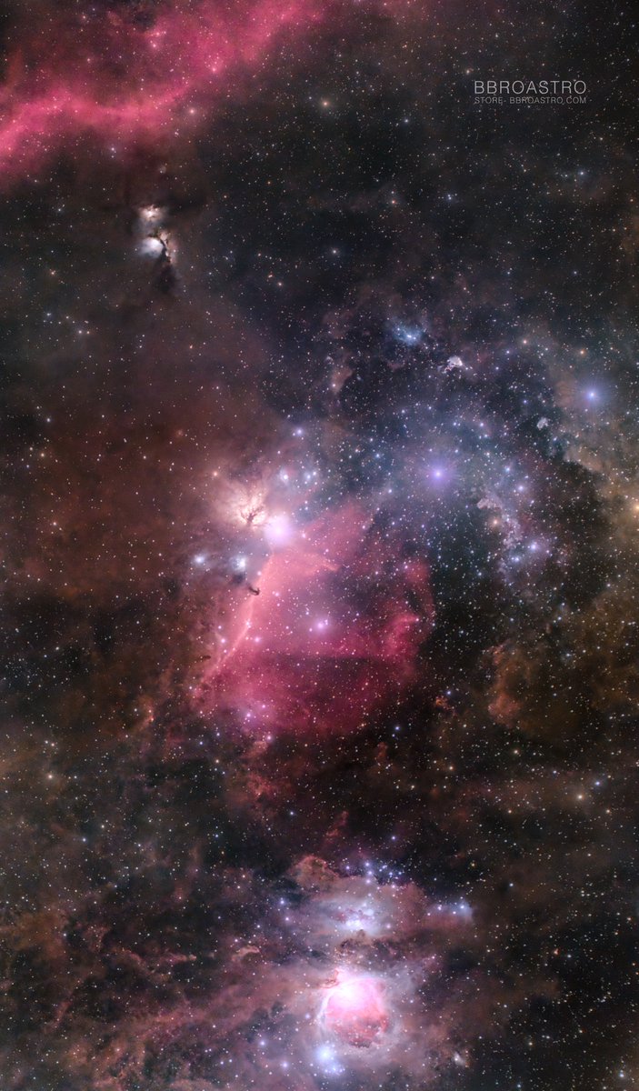 Mega stoked to finally release my Orion Molecular Cloud Complex image.

This has been a photo I've wanted since I started in 2018.  

Everything from M87 down to M42, endless dust and targets. Middle, the famous horse head nebula 

#astronomy #space #cosmos #astrophotography