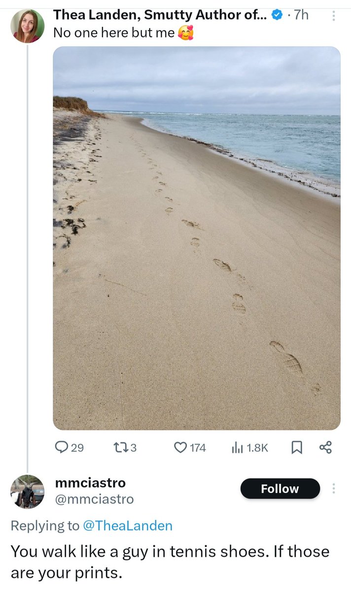 No, I snuck on to the beach to take pictures of someone else's manly footprints.