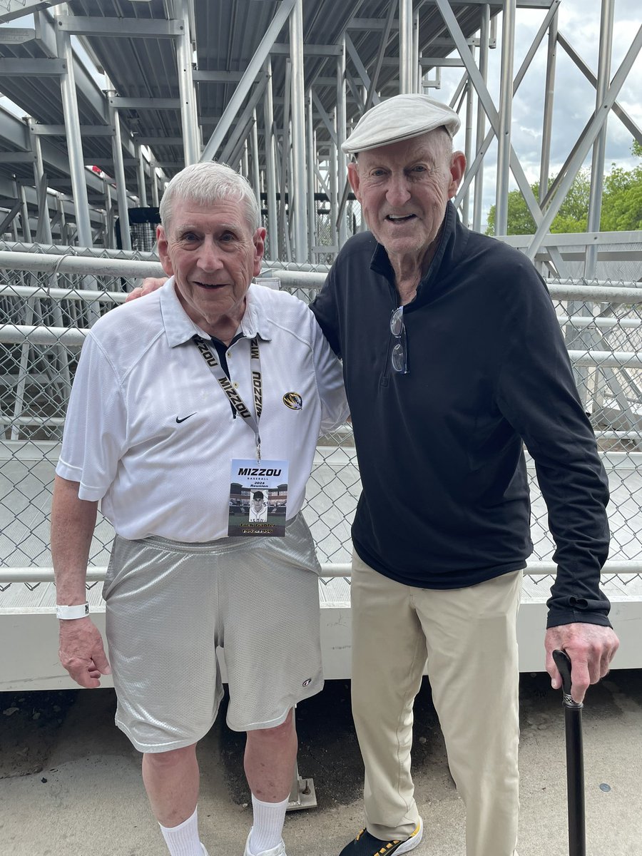 Celebrated our @MizzouBaseball alumni today, highlighting the 70th anniversary of our 1954 National Championship team. Thanks to all who came, especially Jack Gabler and Norm Stewart, two members of that banner team 🖤💛 #MIZ⚾️