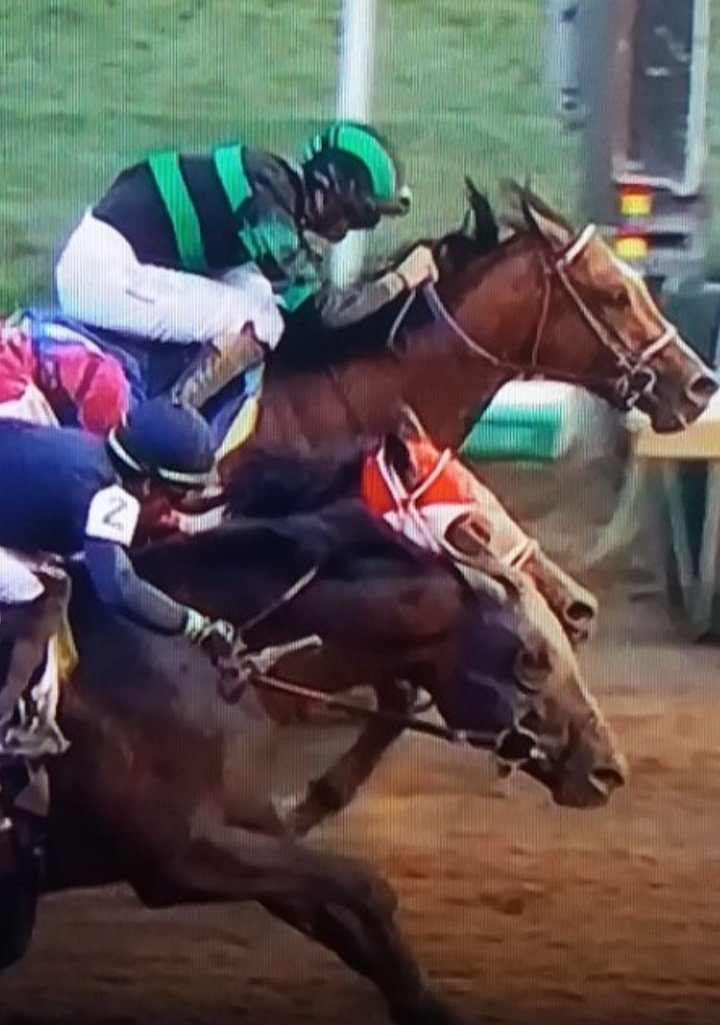 You'd have to say 2nd SIERRA LEONE and 3rd FOREVER YOUNG did one another no favours . Overall SIERRA LEONE a very unlucky loser having had a nightmare passage. Dramatic three- way photo for the 150th @KentuckyDerby #KentuckyDerby. @coolmorestud