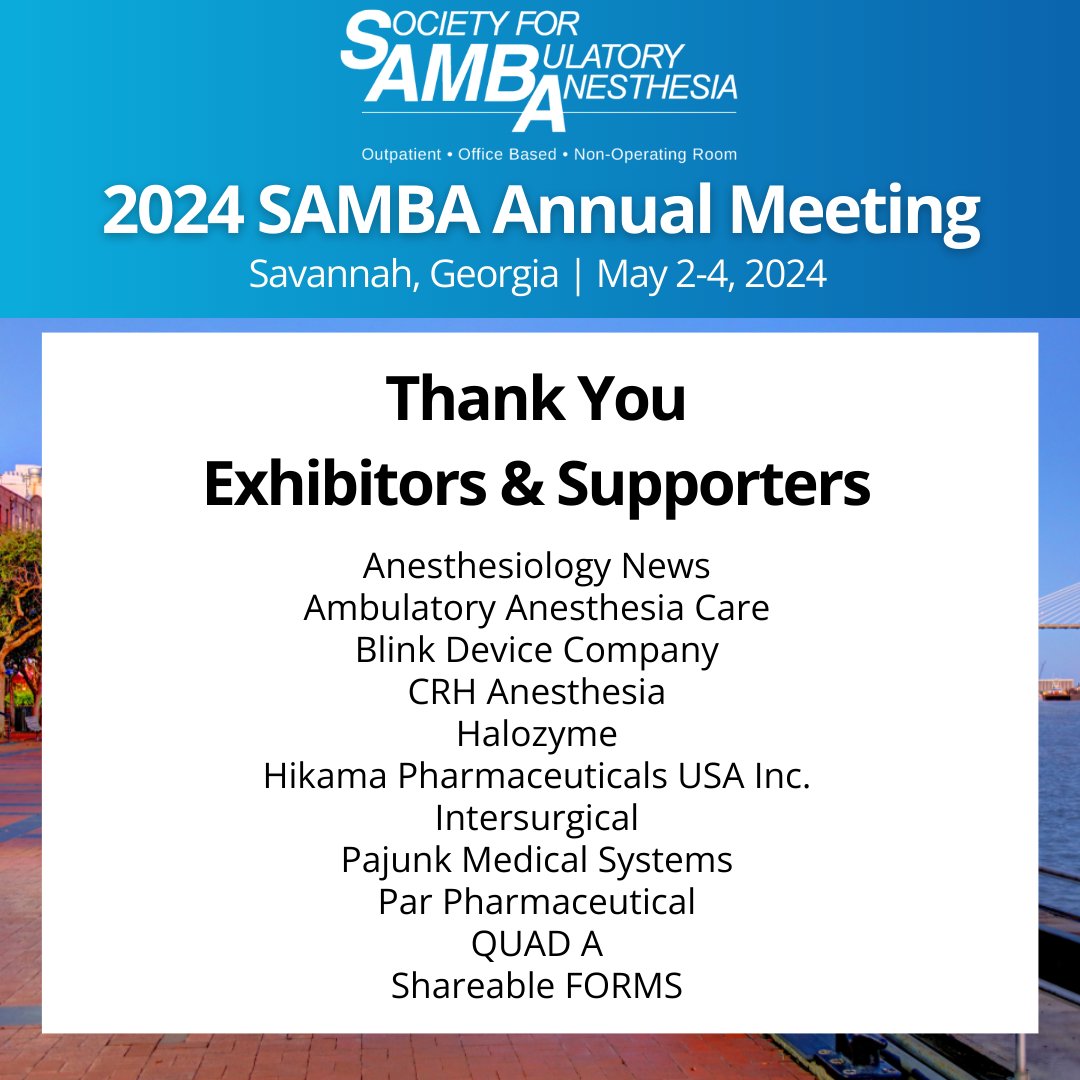 Big thanks to all the #samba24 Exhibitors and Supporters for their participation and dedication!