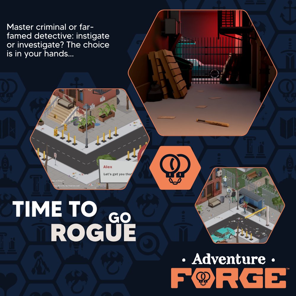 Build your underworld empire or go on a crime-fighting crusade - which side of the law will you be on today?

#adventureforge #gorogue #story #storyteller #adventure #buildyourown #custom #nocode #game #videogame #gamedev #makeagame #gamecreation #creative #steam #steamwishlist