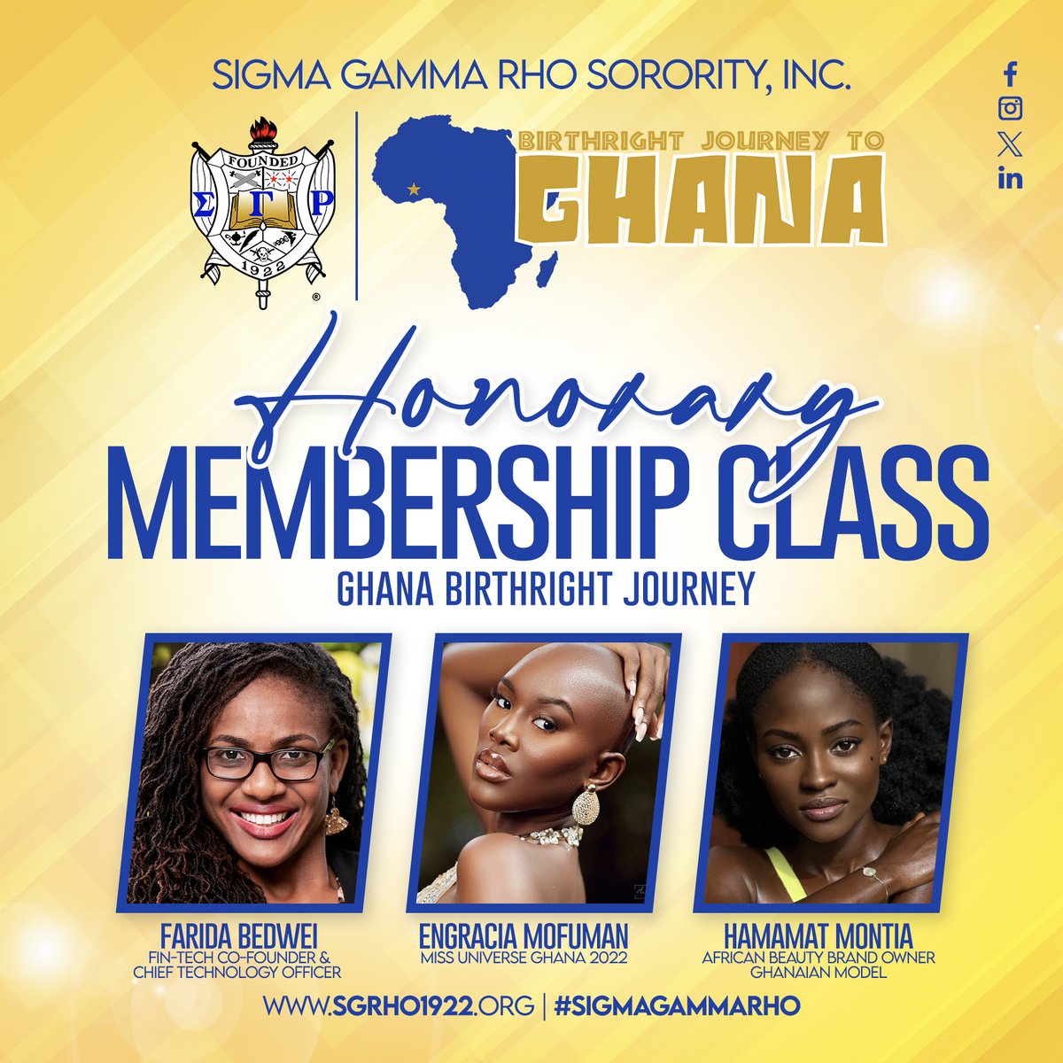 Please join Sigma Gamma Rho Sorority, Inc. as we celebrate our latest Honorary Membership Class from our Ghana Birthright Journey 🇬🇭 !

#SigmaGammaRho #GreaterWomenGreaterWorld #AmplifyGreater