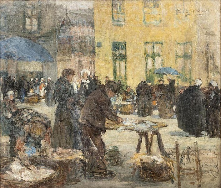 Bruges Market Scene | Francis Petrus Paulus, 1933 AD. #art #impressionism #francis #petrus #paulus