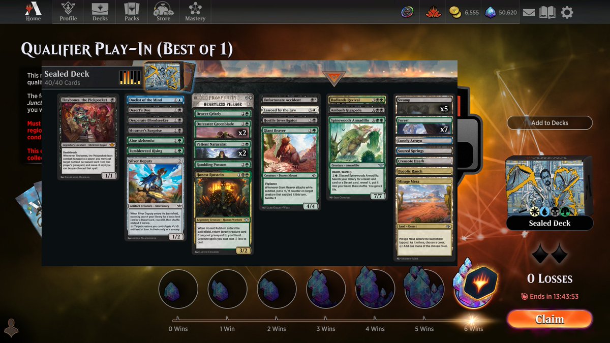 Clean 6-0 #MTGThunder sealed play-in with Desert Rock