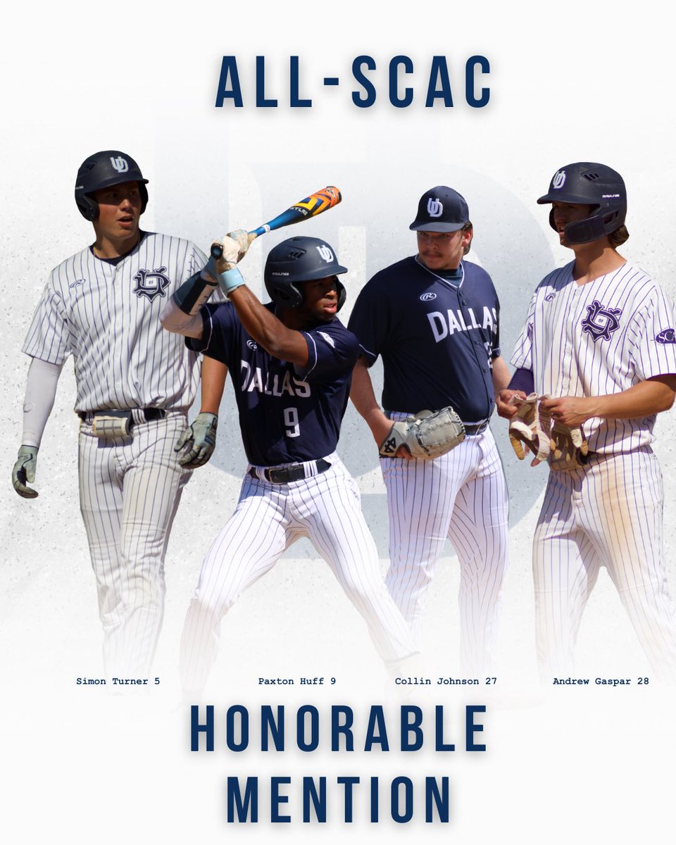 Congratulations to our 4 Crusaders on receiving All-SCAC Honorable Mention!

#BleedBlue #UDbaseball #DefendTheTower
