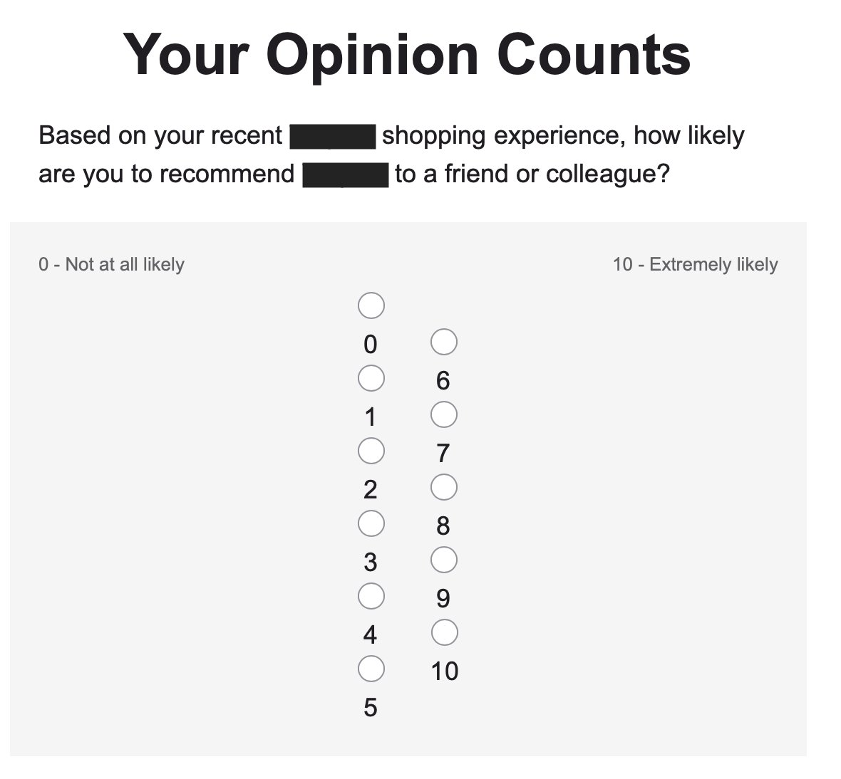 After making an online purchase, I received this survey. I'm pretty sure there is a better way to format these choices... 🤔🤣 #uiuxdesign #uiux #badUXD #UserExperience #baddesign
