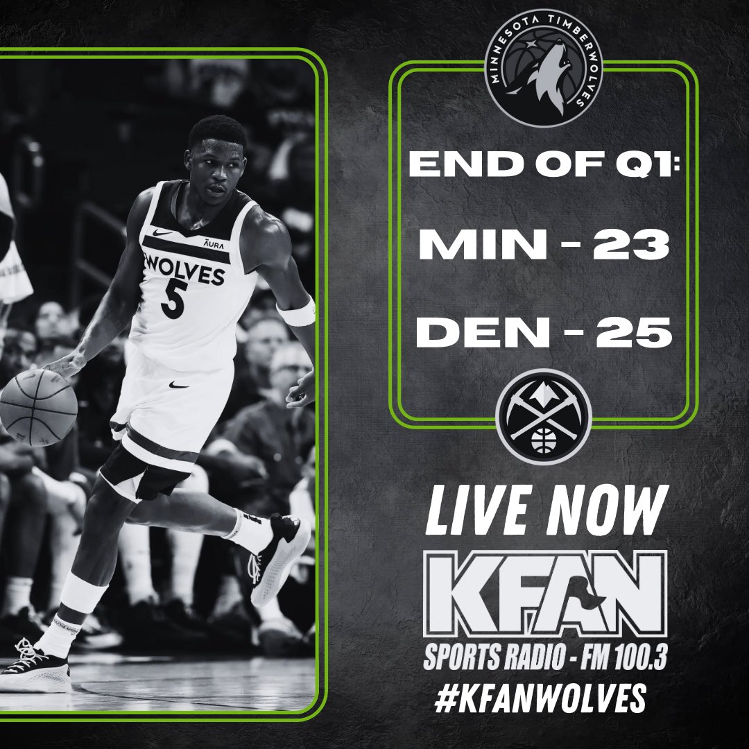 Long way to go in this one but the #Timberwolves trail the Nuggets 23-25… #KFANWolves #WolvesBack #NBAPlayoffs LISTEN: KFAN.com/listen