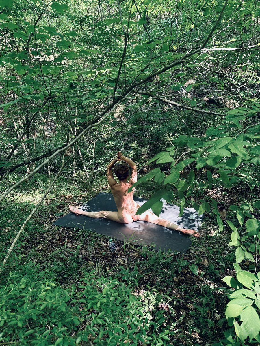 Nude yoga deep n the woods beside a creek; always the best! #nudeyoga #naked #bowhunter #fyp #freespirit