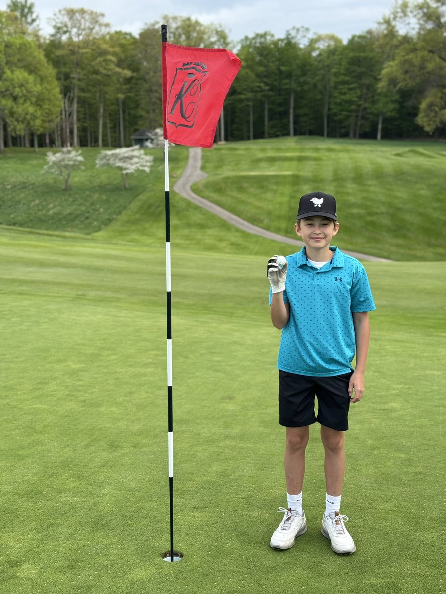 Logan with a hole in one on #15 at @TheKahkwaClub using his 3wood @uskidsgolf 142 yards!