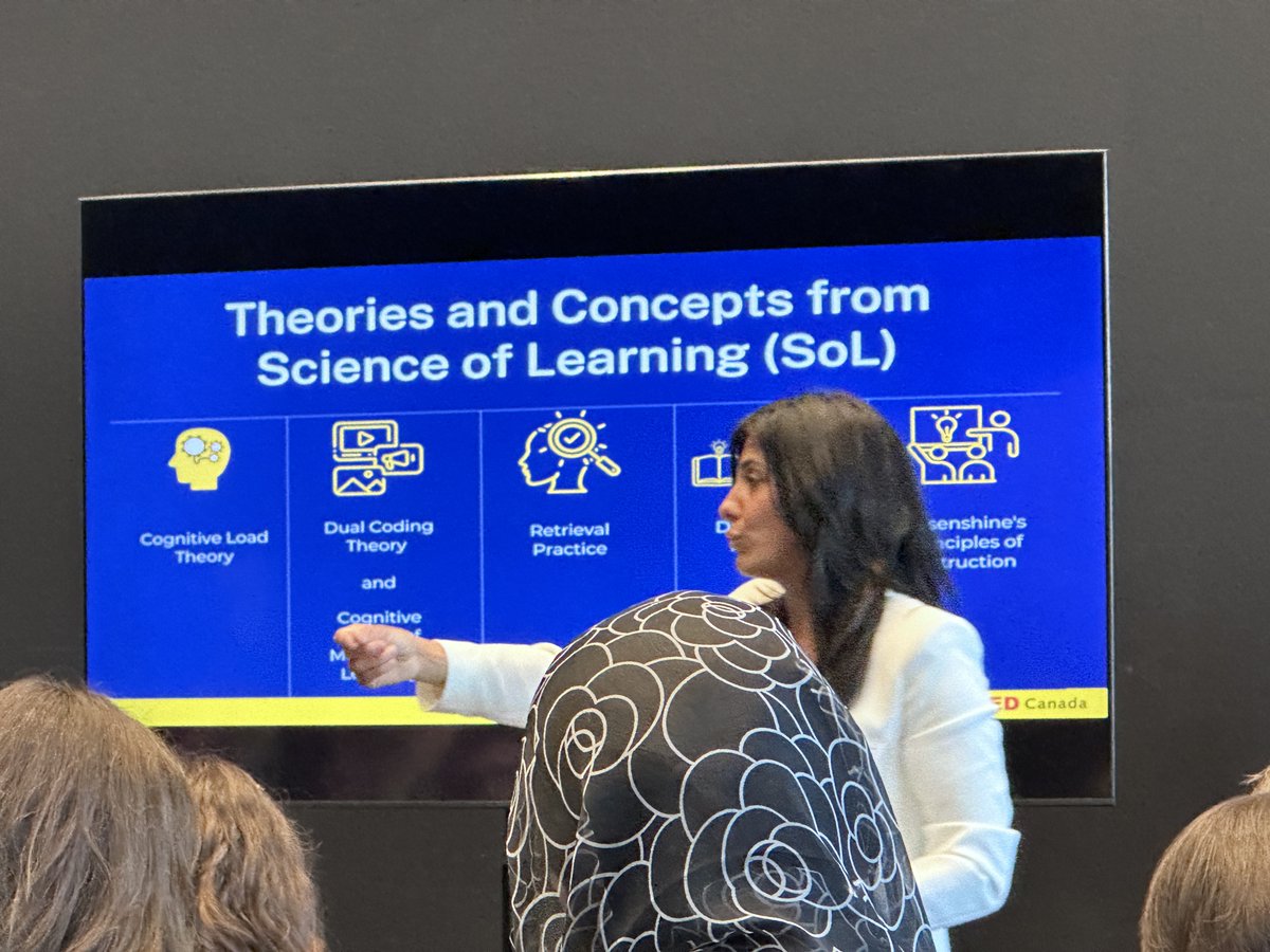 From @nsachdeva2019 @researchEDCan we learned about #ScienceOfLearning theories & concepts that support our #instructional practices! So much to consider ... #Rosenshine #dualcoding #cognitiveload #retrievalpractice! #rEDTO24 @LionelSandner