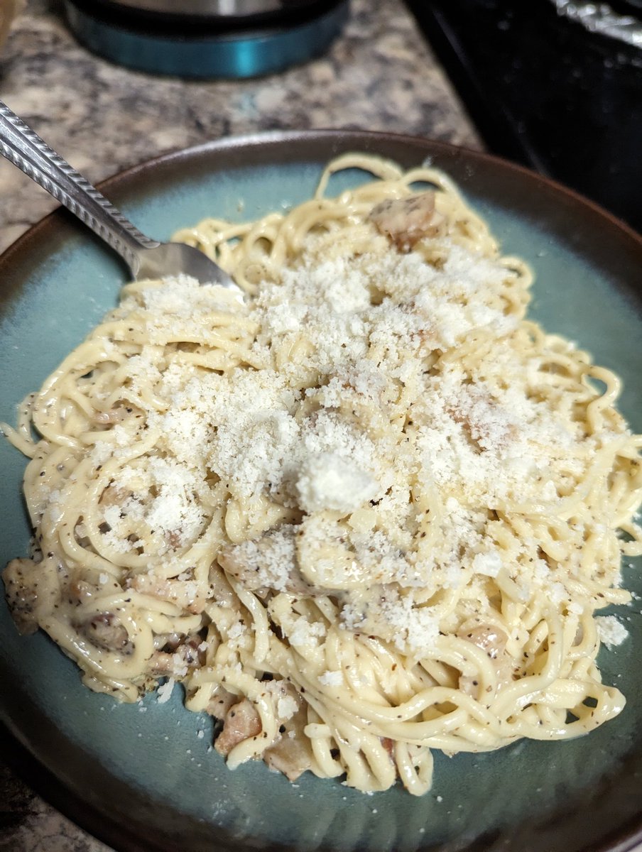 Today's meal is spaghetti carbonara