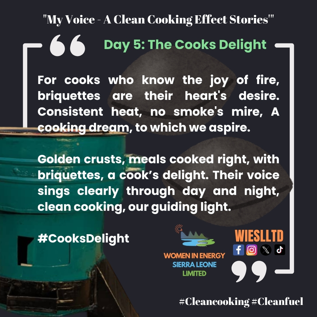 Day 5: The Cooks Delight 🔥 For chefs and home cooks, briquettes are the heart's desire. With consistent heat and no smoke, they make cooking a dream. Let's embrace #CleanCooking and #CleanFuel with #WIESLLTD. 🌿 #SmartGreenStove #SmartGreenBriquette