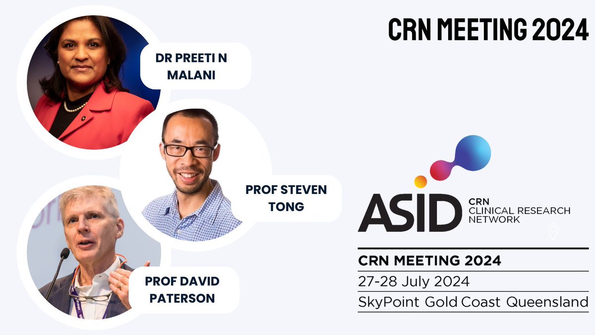 Register for @ASIDANZ CRN Meeting 27-28 July. #goldcoast. Stellar line up of speakers including @PreetiNMalani @syctong @davidantibiotic. See: bit.ly/48YRQOS *If you register to attend BOTH the BJI and CRN 2024 you’ll receive a 20% discount off your CRN registration.**