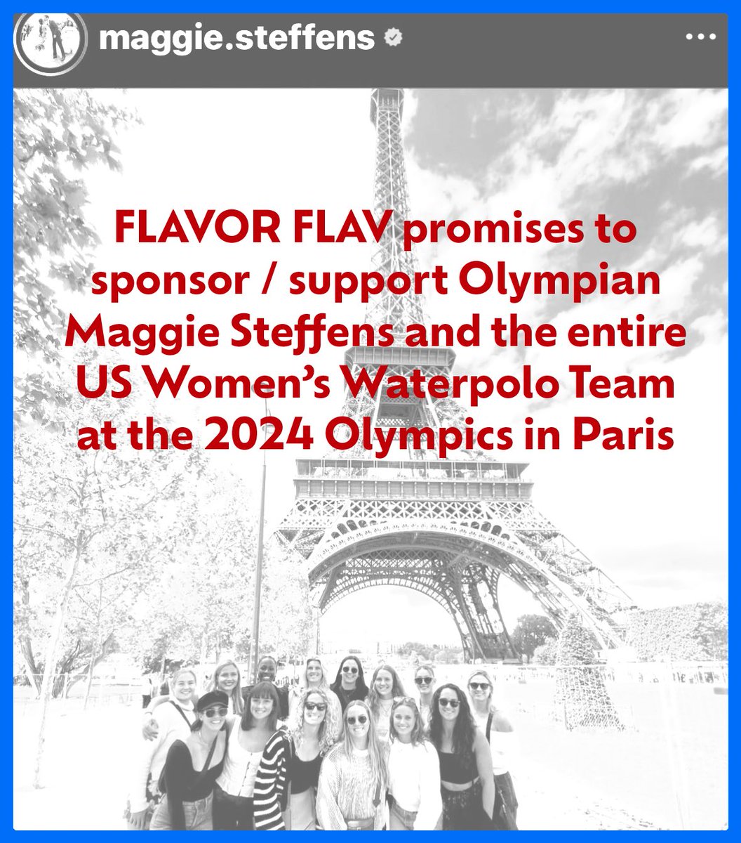 The US Women’s Waterpolo team has won the GOLD MEDAL THREE OLYMPICS IN A ROW,,, these women should not have to be working 2-3 side jobs to be able to compete. 

FLAVOR FLAV promises to sponsor/support captain Maggie Steffens the US Women’s Waterpolo team,,, 
GO #TeamUSA 🇺🇸🇺🇸🇺🇸🇺🇸