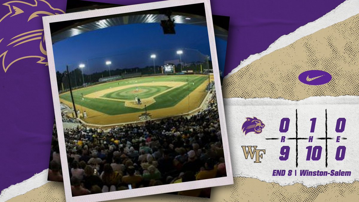 END 8TH  |  #13 Wake 9, @Catamounts 0
Mason Holton reaches on a walk but is stranded; Cannon Pickell knew the assignment - strikes out two in stranding a pair of Deacs as #WeGoToTheNinth in Winston.
#CatamountCountry