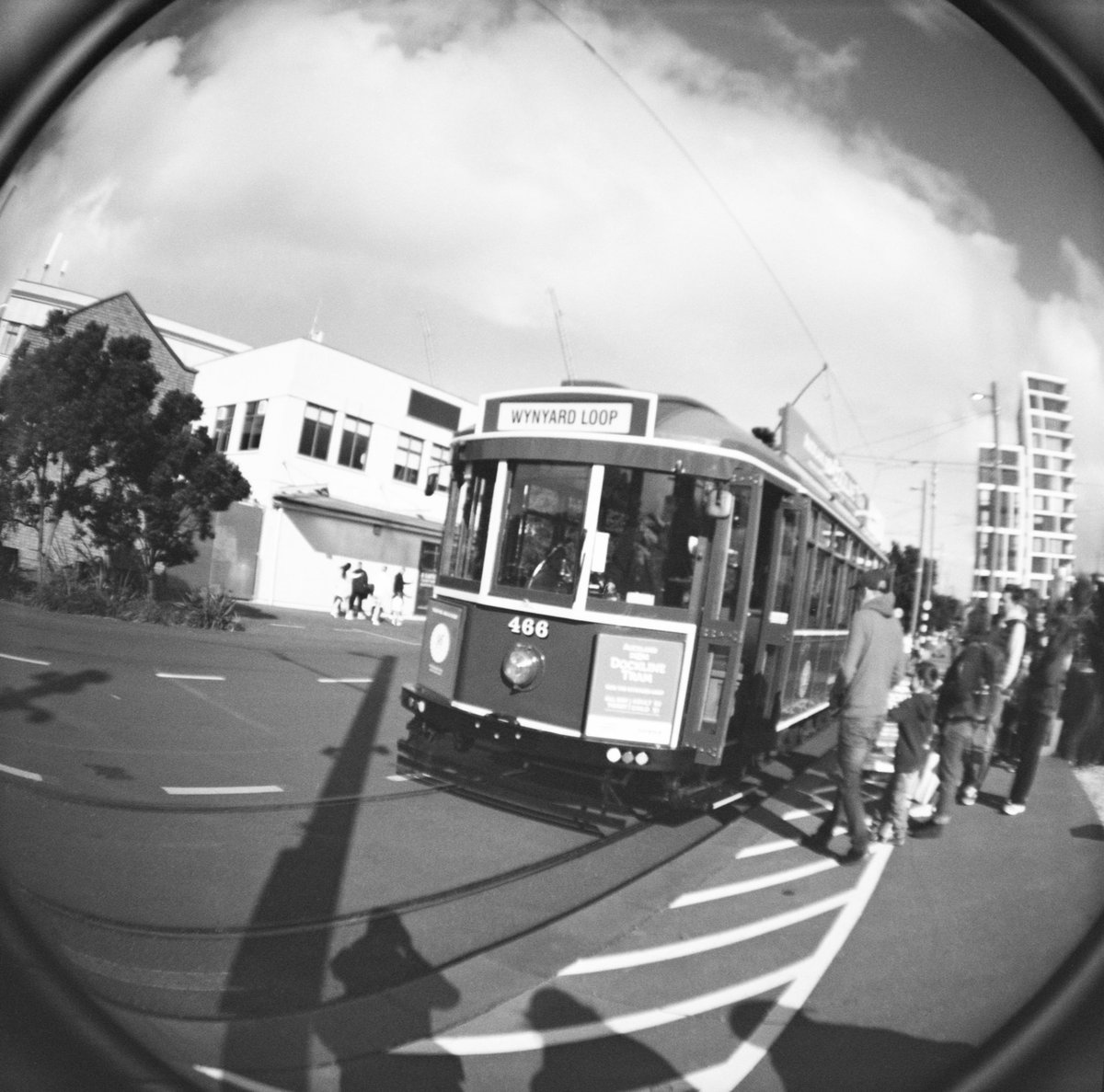 Waiting to board 🚋

#dianafplus #mediumformat #filmisnotdead #filmisalive #xp2super #ilford #c41 #blackandwhitephotograph #fisheye #Auckland #wynyardquarter #trams