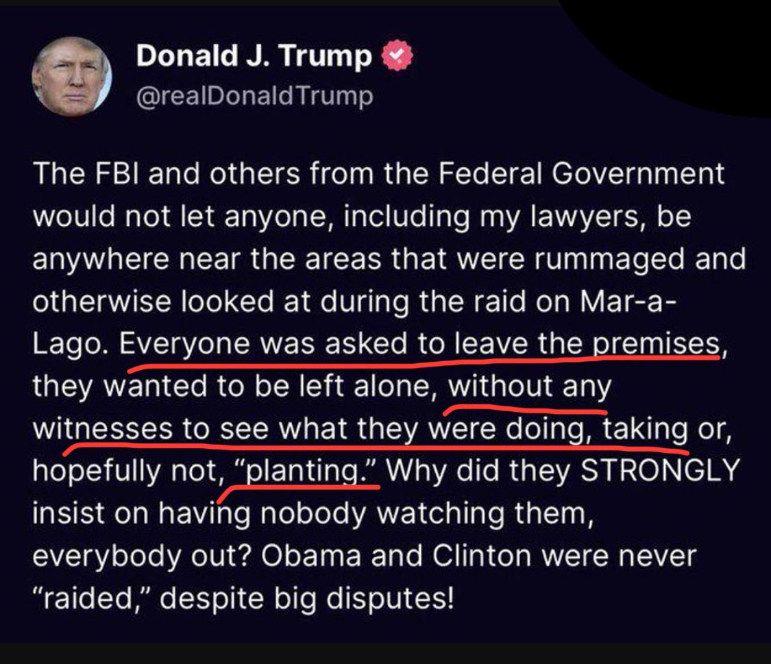 Remember when Trump’s own attorneys weren’t allowed to stay in the house at Mar a Lago during the FBI raid Now we know why cbsnews.com/news/trump-mar…