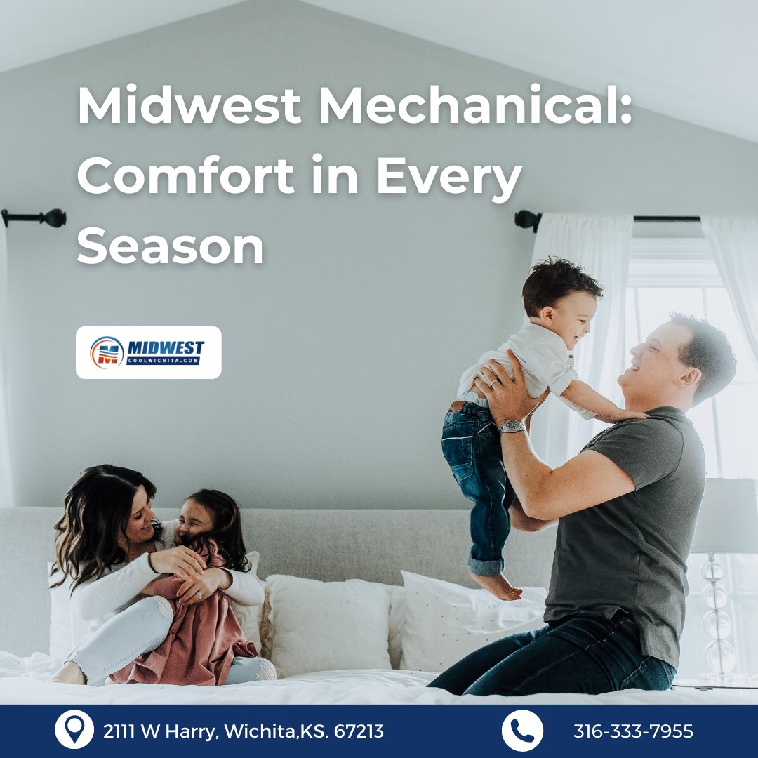Experience comfort all year long with Midwest Mechanical by your side. From brisk autumn days to scorching summer afternoons, we've got you covered. To know our services, visit: bit.ly/47hJvoN #MidwestMechanical #YearRoundComfort #HVACExperts