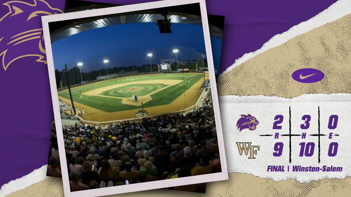 FINAL - #13 Wake Forest 9, @Catamounts 2
WCU scratches out a pair of 9th-inning runs, but Wake hits four homers - three in the 1st - in the win. Teams combined for 30 total strikeouts – 19 by the Deacons and 11 by WCU. Sunday doubleheader scheduled for 1 pm. #CatamountCountry