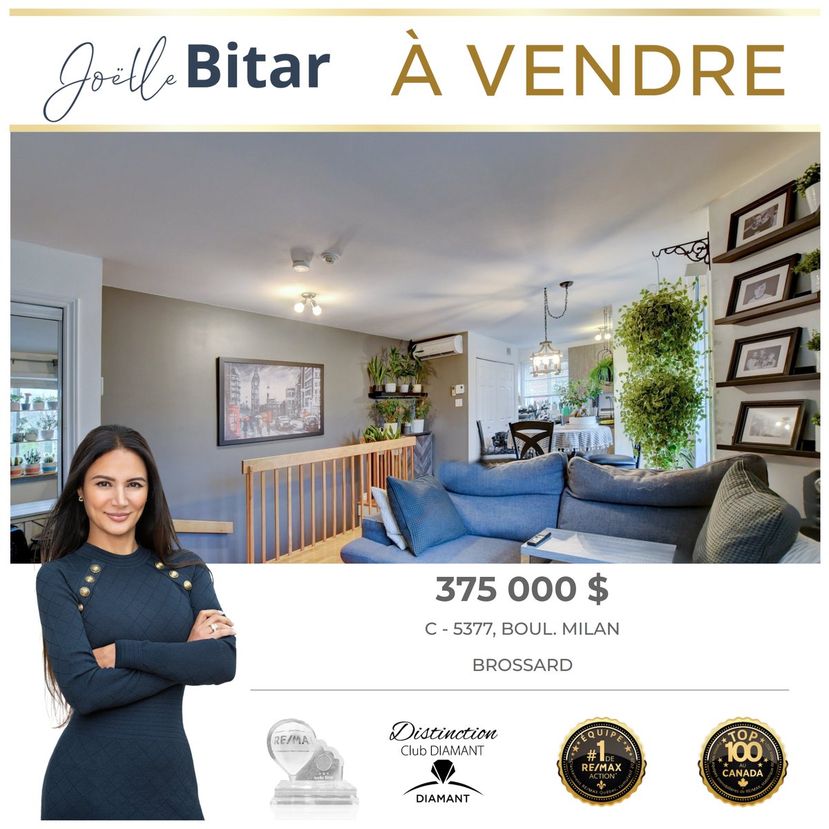 JOELLE BITAR
À VENDRE I FOR SALE
joellebitar.com/inscriptions/5…

#C -5377 BOUL. MILAN
BROSSARD
PRIX: 375 000$

#joellebitar #topbroker #remaxaction #realestatebroker #internationalrealestate #agentimmobilier #courtierimmobilier #realestateagent #realestate #realestateinvestements