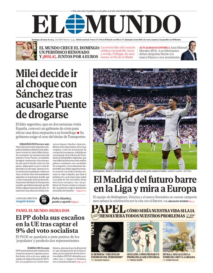 Las portadas de los diarios españoles con el título de Real Madrid en @LaLiga