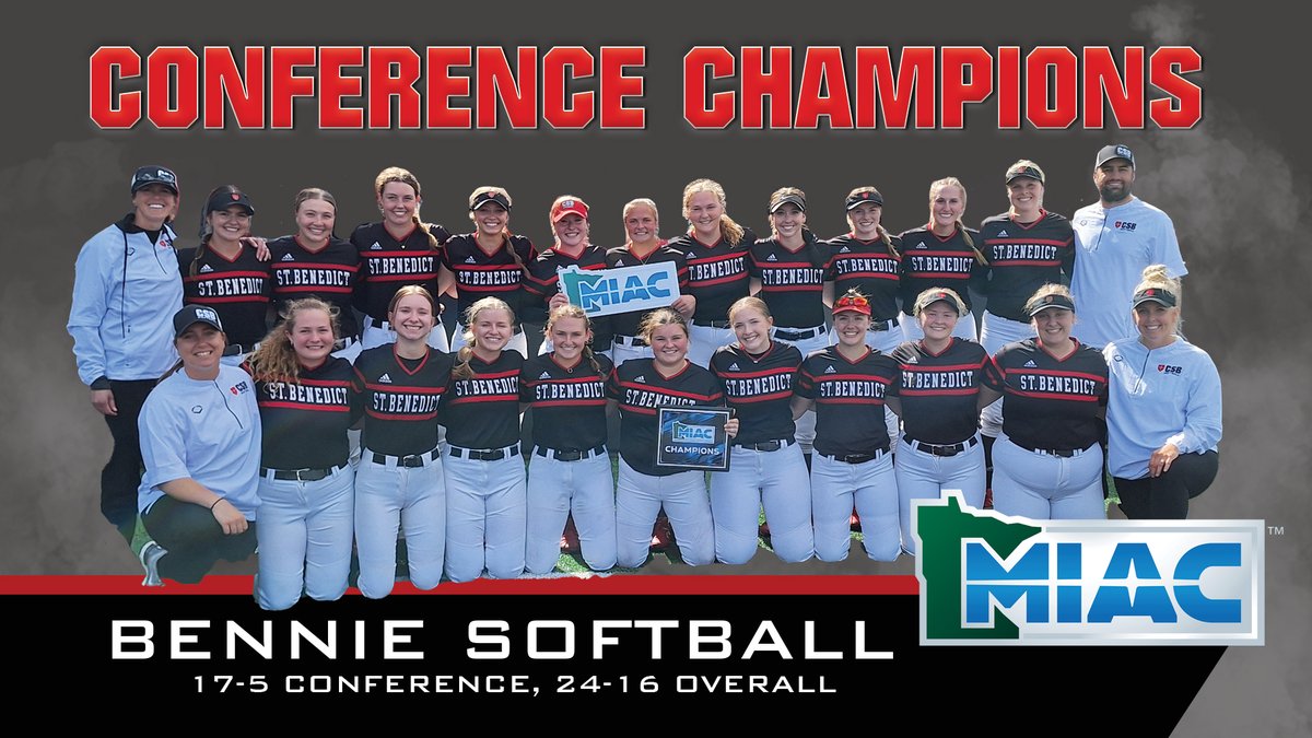 CSB Athletics (@csb_athletics) on Twitter photo CONGRATS <a href="/CSBSoftball/">CSB Softball</a> - <a href="/MIACathletics/">MIAC</a> CHAMPIONS. For the 1st time since 1994, <a href="/CSBSoftball/">CSB Softball</a> (24-16, 17-5 MIAC) has earned a conference regular season title. CSB finished 17-5 in the league and 24-16 overall - the 11th straight season of 20 wins or more.
#BennieNationProud CONGRATS <a href="/CSBSoftball/">CSB Softball</a> - <a href="/MIACathletics/">MIAC</a> CHAMPIONS. For the 1st time since 1994, <a href="/CSBSoftball/">CSB Softball</a> (24-16, 17-5 MIAC) has earned a conference regular season title. CSB finished 17-5 in the league and 24-16 overall - the 11th straight season of 20 wins or more.
#BennieNationProud