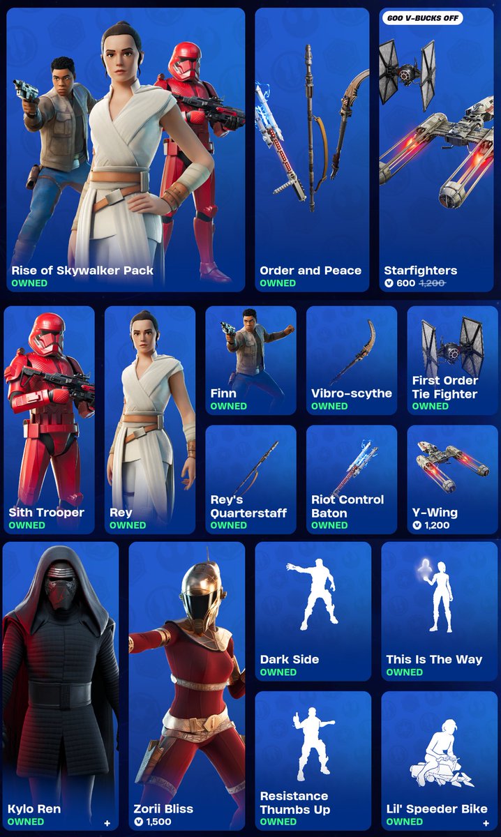 The New Trilogy Star Wars skins have returned! Use Creator Code 'GuilleGAG' to support me! 🖤 #EpicPartner