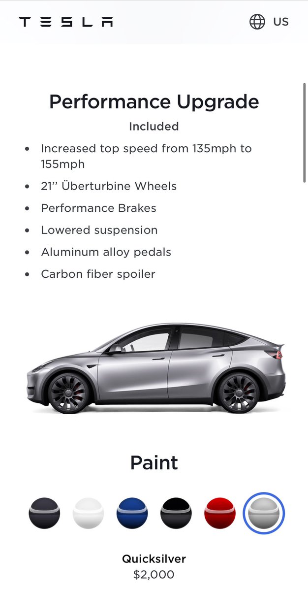 The best color option for the Model Y in Quicksilver is finally available in the U.S. Great call, <a href="/elonmusk/">Elon Musk</a> 😎