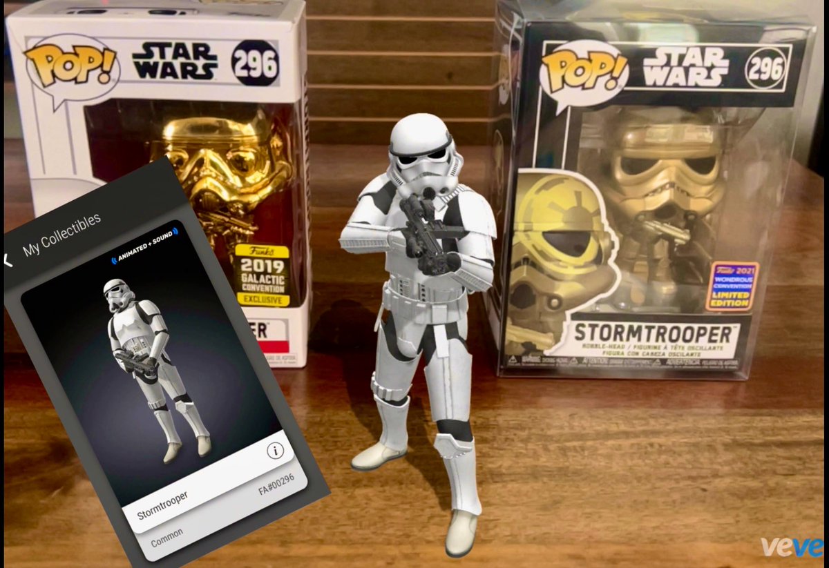 Storm Trooper mint number #296 & matching Funko Pop Storm Troopers #296!! Pew-Pew 😁

May the 4th be with you! 

#VeVe #VeVeFam #StarWars #Maythe4thBeWithYou #FunkoPops
