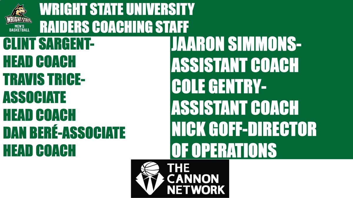 Here is @WSU_MBB @WSURaiders @wrightstate coaching staff. thecannonnetwork.com #basketball #TheCannonNetwork @cbsargent10 @DanBere @J5immons @Cole__gentry @CoachNGoff