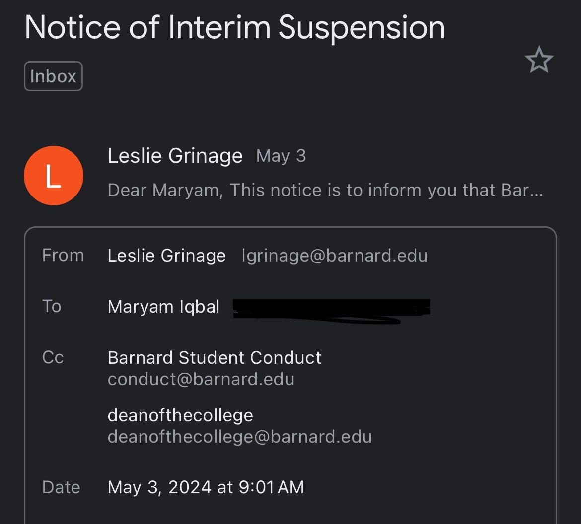 the real cherry on top is that i received this notice at exactly 9:01am and was told to reply no later than 9:00am to challenge the suspension. incompetent fascism is all i can describe this as.