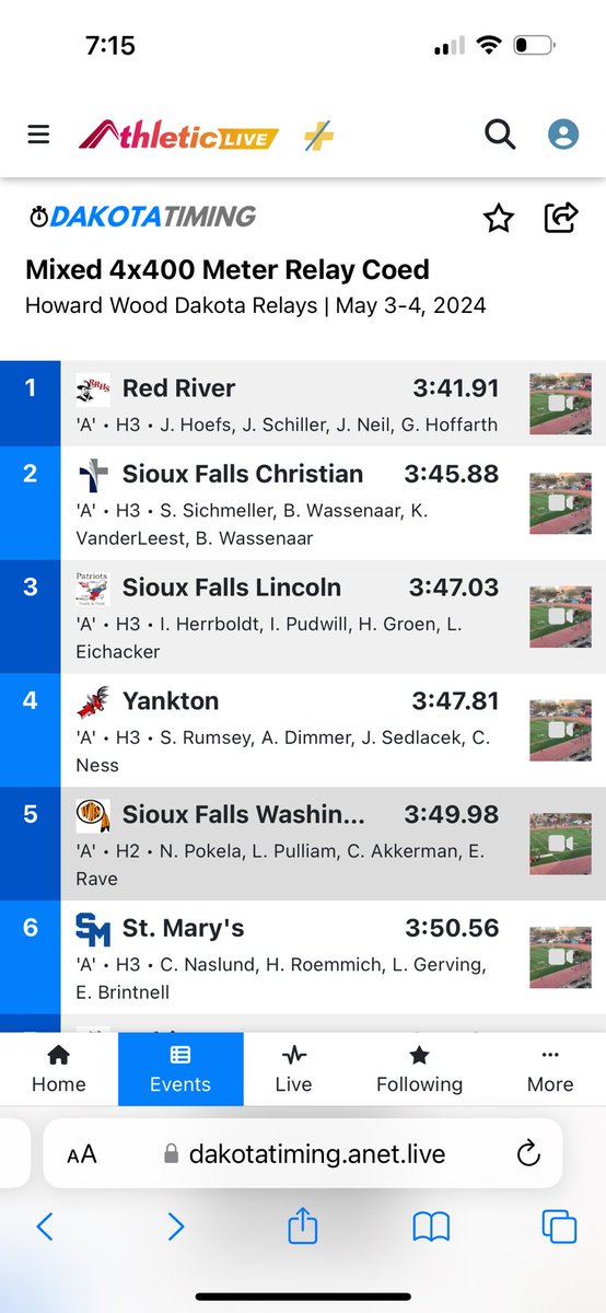 The Coed 4x400 places 5th!  Congrats Naomi, LeKayah, Carter, and Ethan!