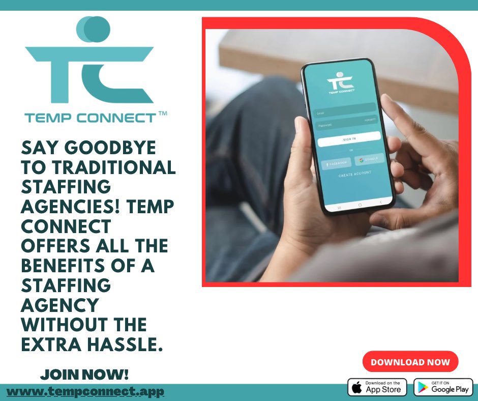 Looking for staffing solutions without the hassle of a traditional agency? Temp Connect is here to shake things up! 

Say goodbye to the middleman and hello to direct connections.

#TempConnect #StaffingSolutions #NoAgencyNeeded #DirectConnections #Efficiency