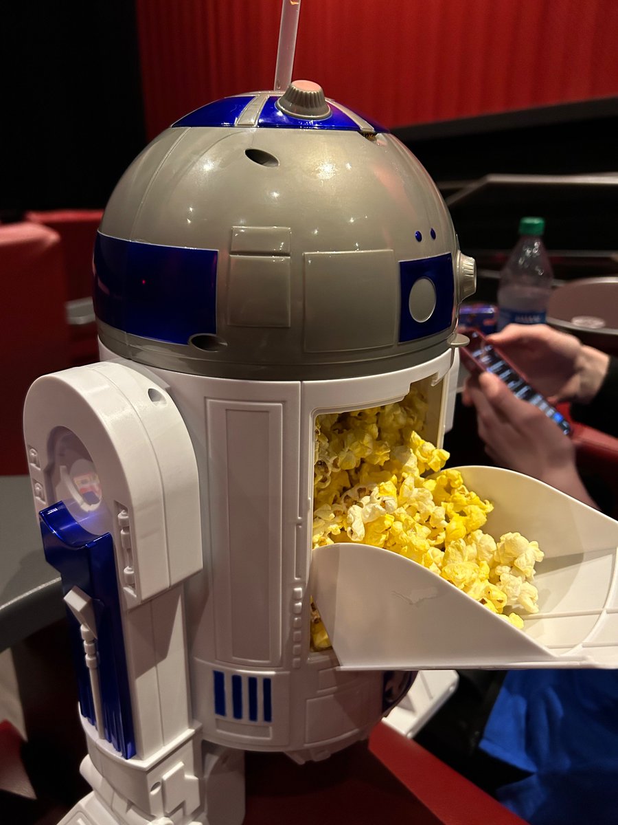 Happy #StarWarsDay! @captjcb_ and I are celebrating by seeing #PhantomMenace with the coolest popcorn/drink holder of all time. This is the only #StarWars movie I haven’t seen on the big screen—it came out during my two year religious sojourn through Canada. Pod racing rules.
