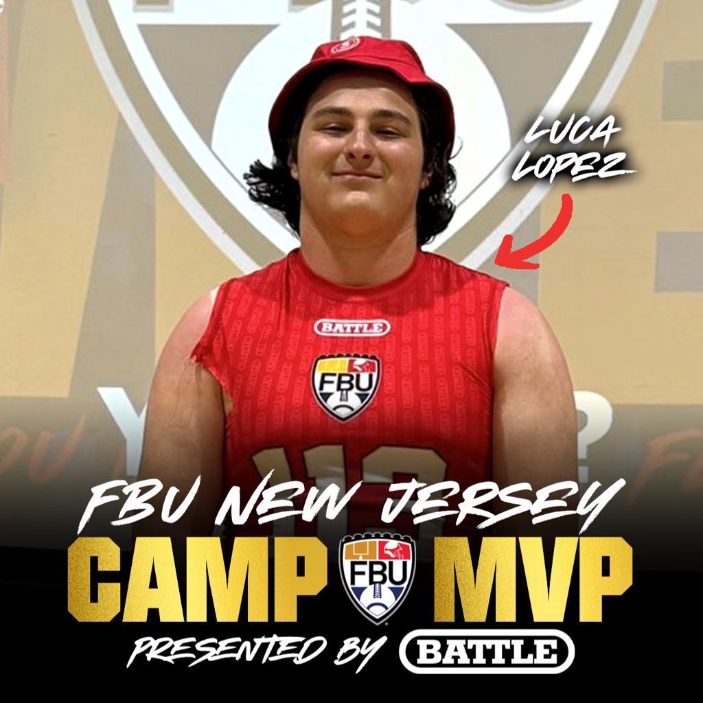 MVP STATUS ✅ Congratulations to Luca Lopez on being named the High School Battle Sports Camp MVP at FBU New Jersey 👏👏 See you in Paradise 🌴🏈 #PathToNaples #ParadiseCoast #FBU #GetBetterHere