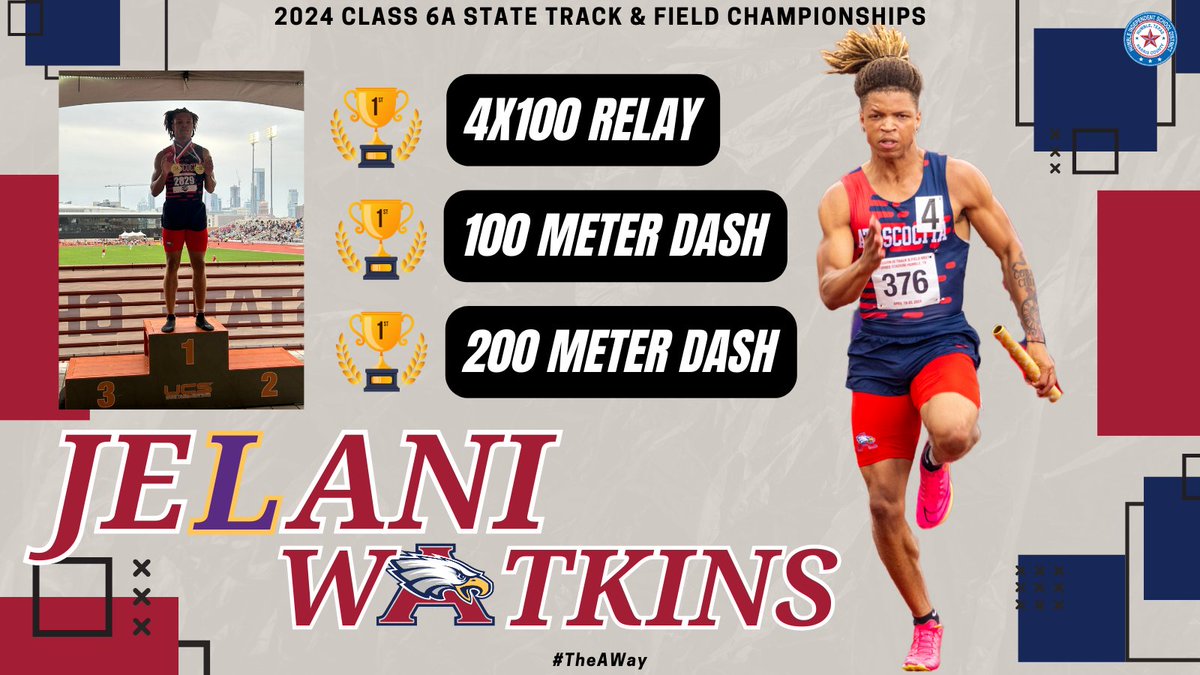 Three Races ... Three Golds ... Perfection! @HumbleISD_AHS senior Jelani Watkins (@laaared1) and @LSUfootball & @LSUTrackField signee wins all 3⃣ of his events at the 2024 #UILState Track & Field Championships. (@uiltexas) #TheAWay #GeauxTigers
