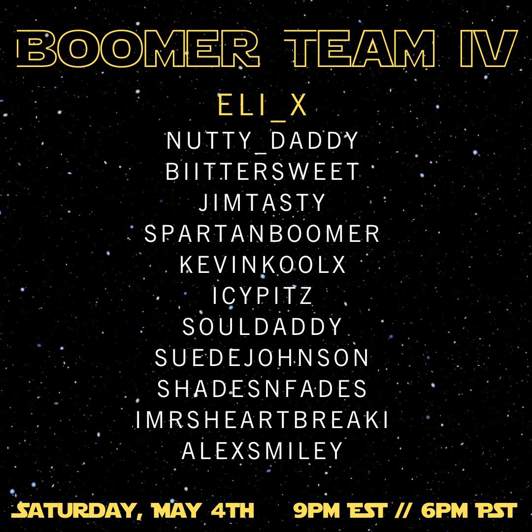 I. Have. A. SQUAD. About to start up here soon! Twitch.tv/shadesnfades 

#BoomersVsZoomers
#BTBPlaydate
#HCSGrassroots
#DarkestHour