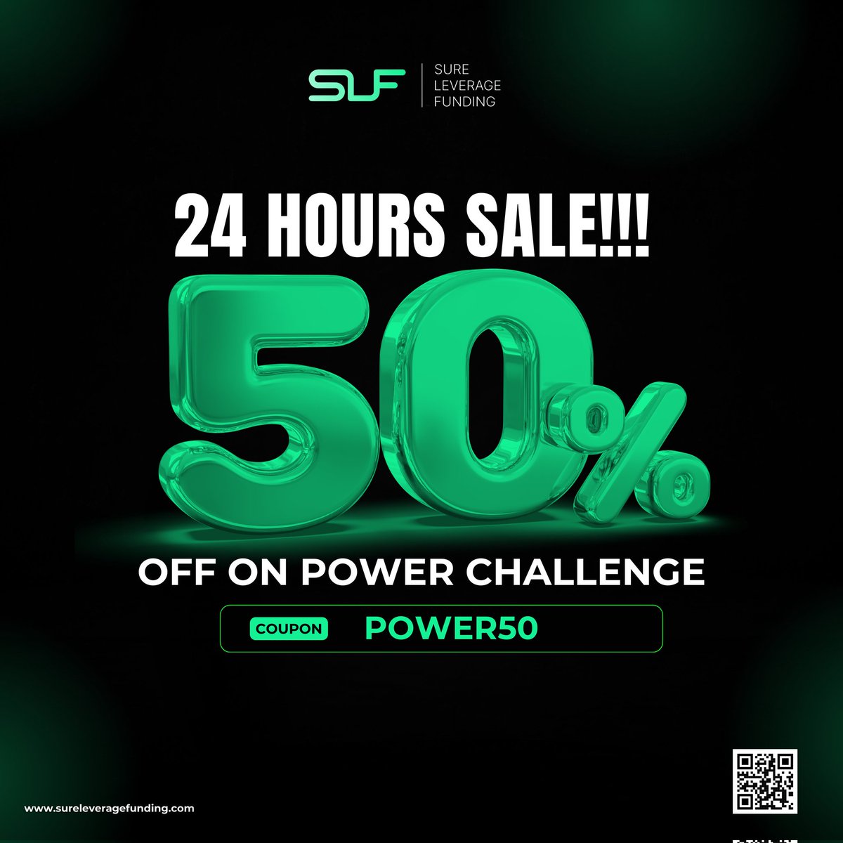 Unleash your power! ⚡ Don't miss out on our 24-hour sale with 50% off on Power Challenge. Use coupon code POWER50 before it's too late! 💥'
.
Visit: SureLeveragefunding.com