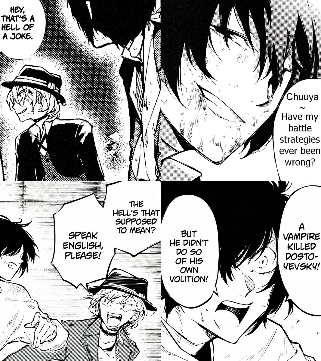 Chuuya the fallen angel and his heaven reference as they have been through so much together and Dazai forever reminding his partner he has a plan no matter what as he would crawl back from any hell toward the sky to catch up Chuuya in his arms regardless the world falling down🌙