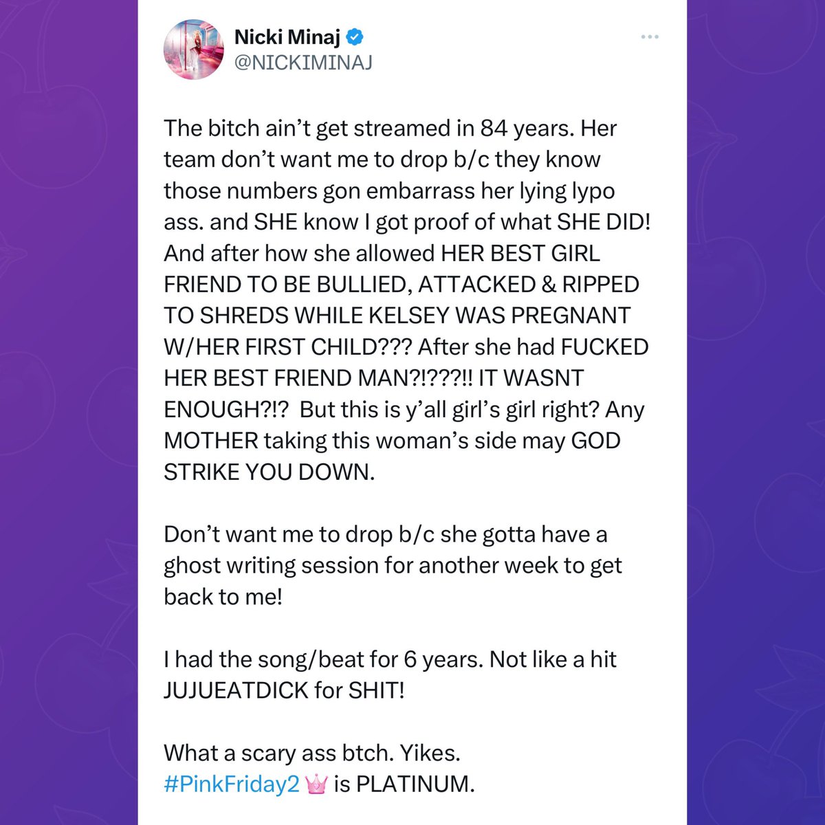 Kendrick Lamar response vs Nicki Minaj response(S)