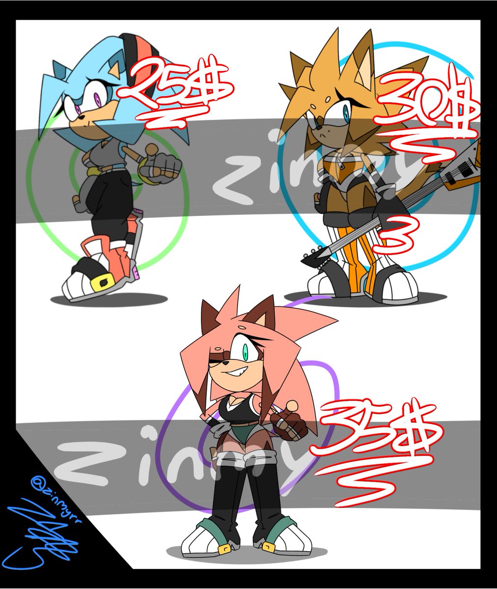 》Pink Adventurer Hedgehog 🦔 3️⃣5️⃣💲‼
》Blue Adventurer Hedgehog 🦔 2️⃣5️⃣💲‼️
》Rockstar Cat 🎸 3️⃣0️⃣💲‼️
- Paypal (DMS) & Ko-Fi (In the comments) 
- Likes 👍 &  Retweets 🔁 will ALWAYS BE APPRECIATED‼️
#SonicTheHedeghog #sonicfanart #SONIC #sonicoc #adopts #adoptables