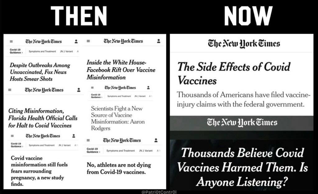 New York Times spent years attacking anyone who had questions about the COVID vaccines - “misinformation”, they said. Now they’re suddenly reporting on these very issues surrounding the vaccines. How many times does it need to be proven that these people LIED ABOUT EVERYTHING?