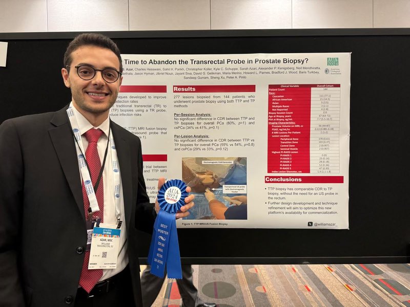 Congratulations, @williamazar_ @GUMedicine on best poster for Time to abandon the transrectal probe in pca biopsy”. Proud of our #MRSPs