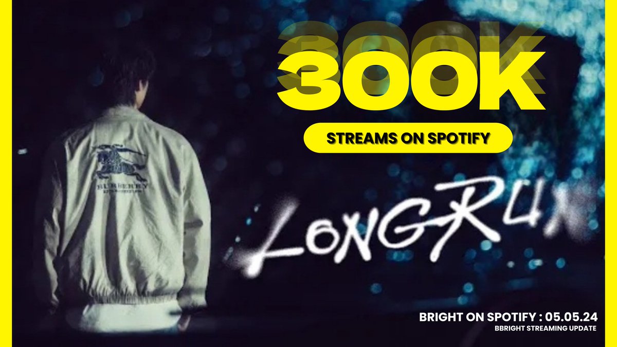 🎊 CONGRATULATIONS 🎊 BRIGHT - Long Run 300,000 streams on spotify 🎉 🔗 open.spotify.com/track/07FoWeMG… #BRIGHT_LongRun #LongRun #bbrightvc @bbrightvc