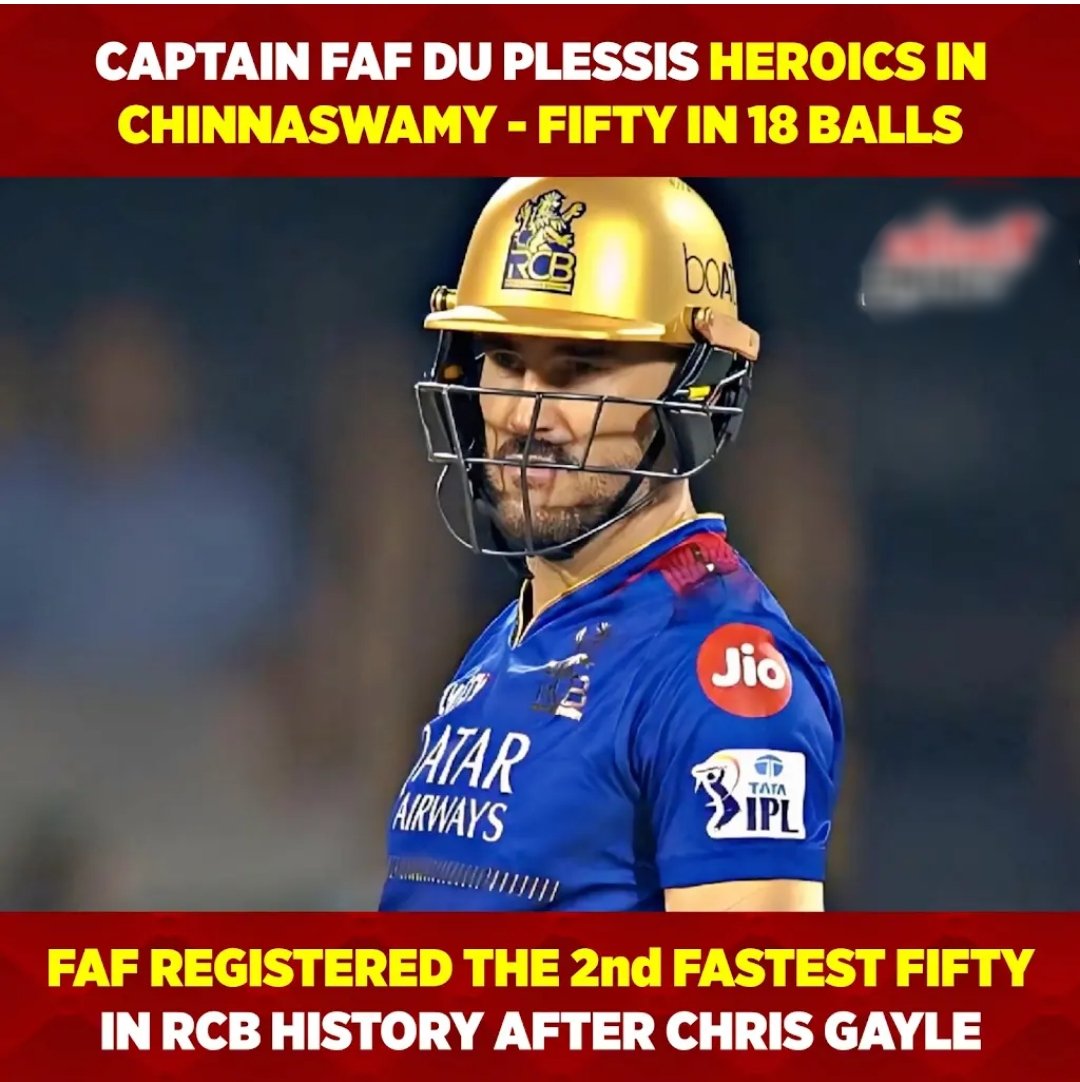 SigmaC73768's tweet photo. The absolute blast inning by captain in chinnaswamy 
#RCBvGT  #ipl https://t.co/zpOVerhHzG