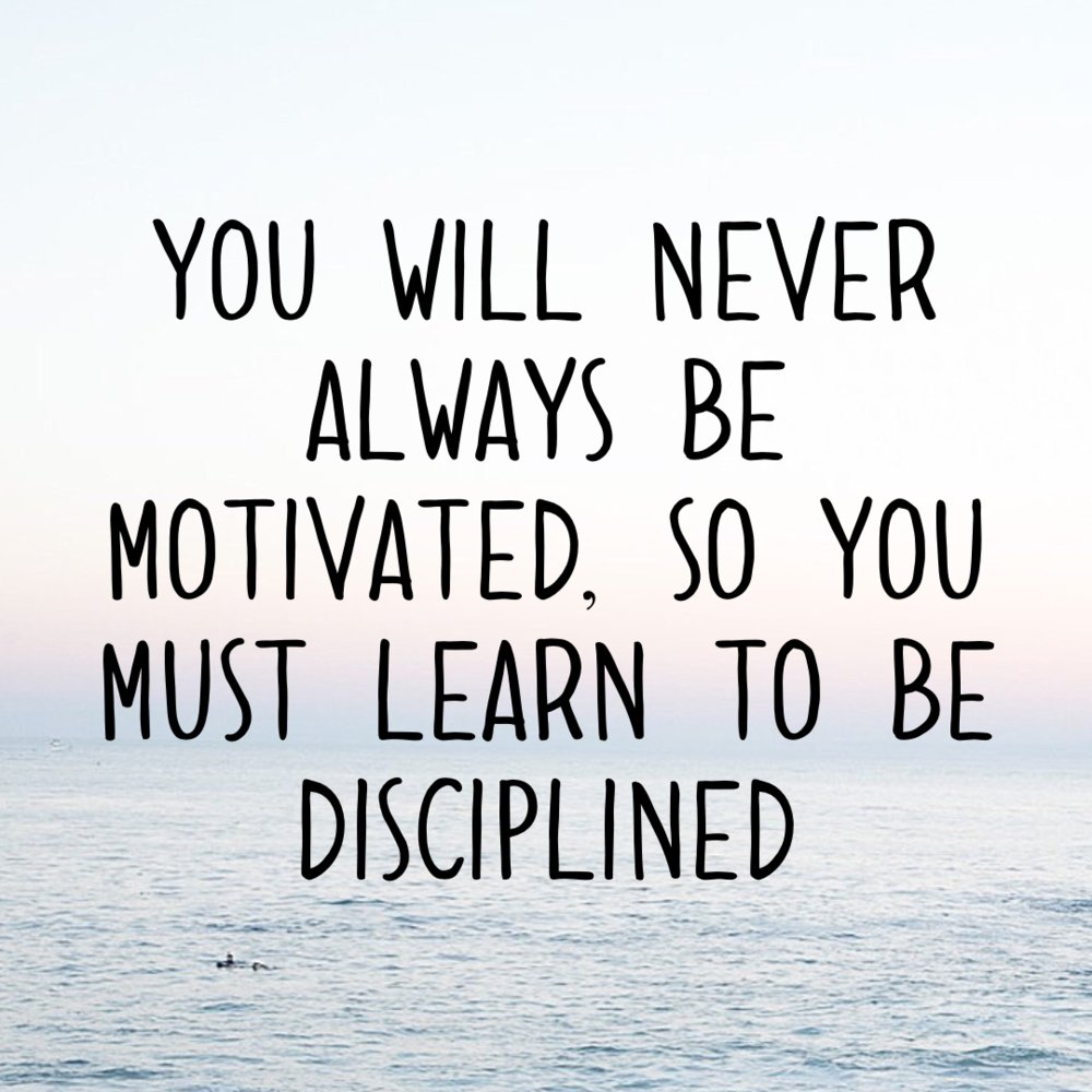 You will never always be motivated, so you must learn to be disciplined. #SaturdayThoughts #SaturdayMotivation #WeekendWisdom #ThinkBIGSundayWithMarsha #Motivation #Motivated #Discpline